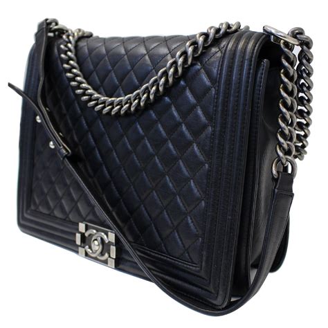 large boy Chanel handbag black